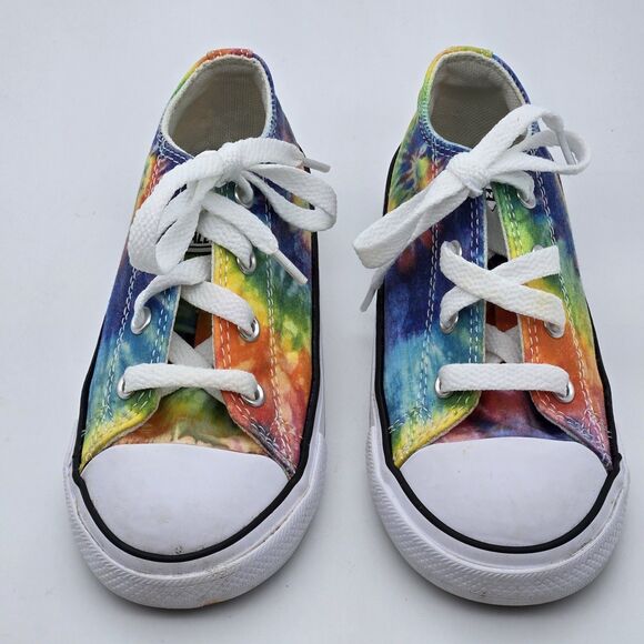 Converse All Star Youth 9 Rainbow Tie Dye Canvas Sneakers Multicolor Shoes Kids - Picture 4 of 12